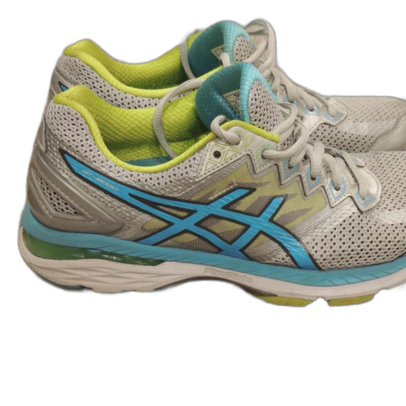 Asics GT-2000 V4 Running Shoes Silver / Turquoise / Lime Punch Womens Size 9 - Picture 5 of 7